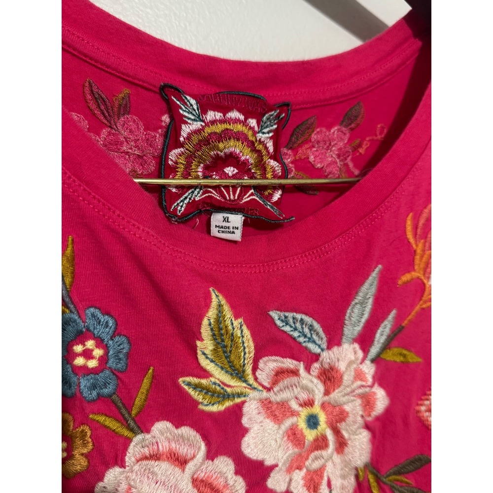 Johnny Was Ceretti Pink Embroidered Tiered Maxi Dress Womens XL Cotton J37723-4 - Picture 8 of 15